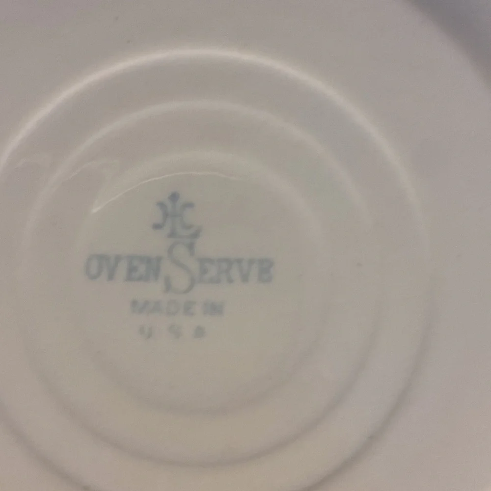Vintage Oven Serve Made in the USA Ceramic Bowl Casserole Dish Green Floral